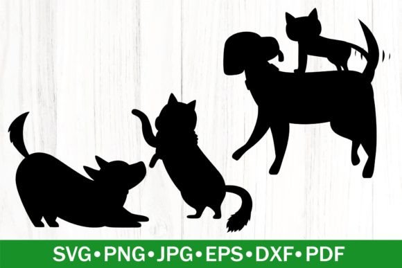 Cat Dog Silhouettes Bundle SVG