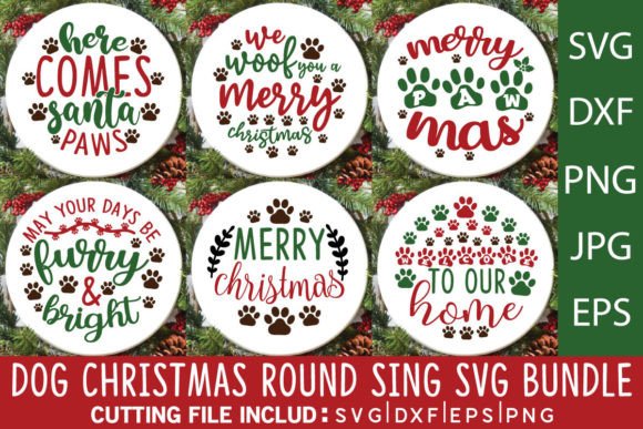 Christmas Dog Round Svg Bundle