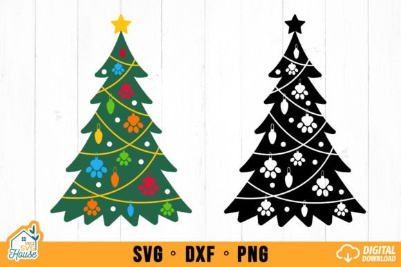 Christmas Tree Dog Paw Ornament SVG