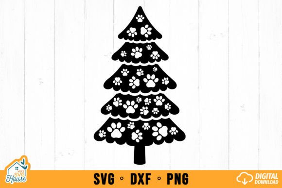 Christmas Tree Dog Paw Print SVG