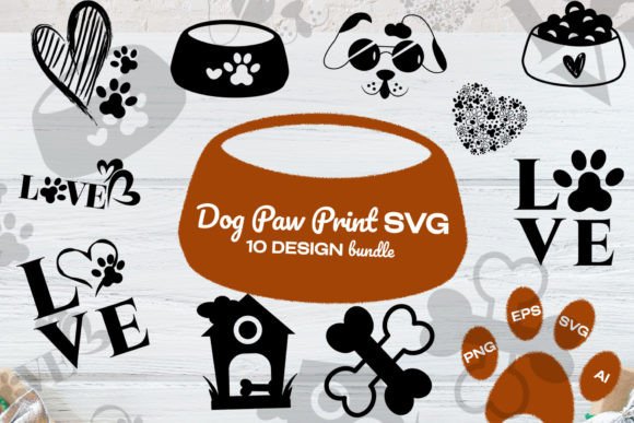 Dog Paw Print SVG Bundle