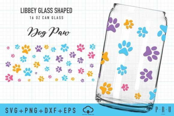 Dog Paw Print SVG for Libbey Can Glass