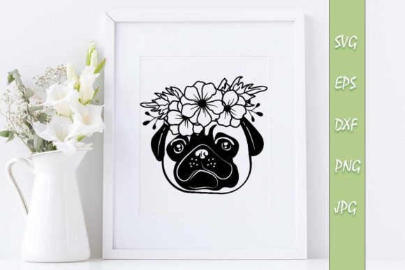 Floral SVG Pug Dog File