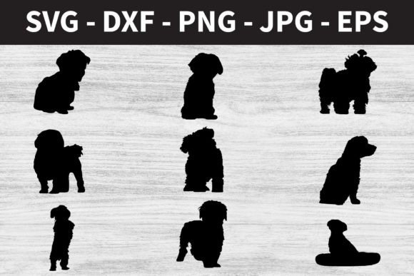 Maltese Dog Silhouettes PNG SVG EPS