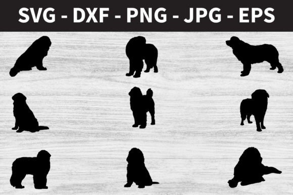 Newfoundland Dog Silhouettes PNG SVG EPS