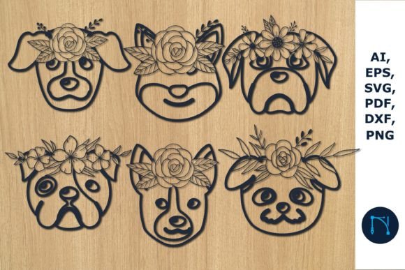 Paper Cut Dog Floral Decor SVG Bundle