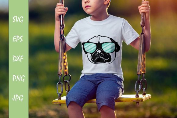 Pug Dog with Sunglasses SVG File