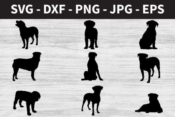 Rottweiler Dog Silhouettes PNG SVG EPS